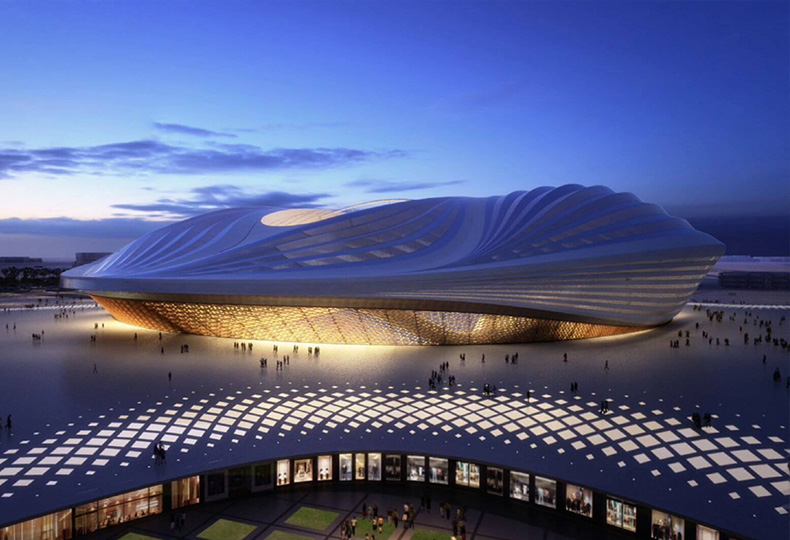 Проект футбольного стадиона в Катаре, спроектированный Захой Хадид к ЧМ 2022 года