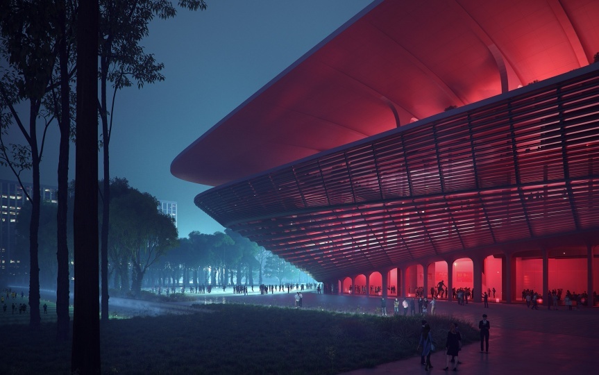 Zaha Hadid Architects представили проект многофункционального футбольного стадиона в Китае