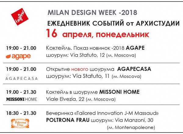 События от Archistudio в рамках Миланской недели дизайна