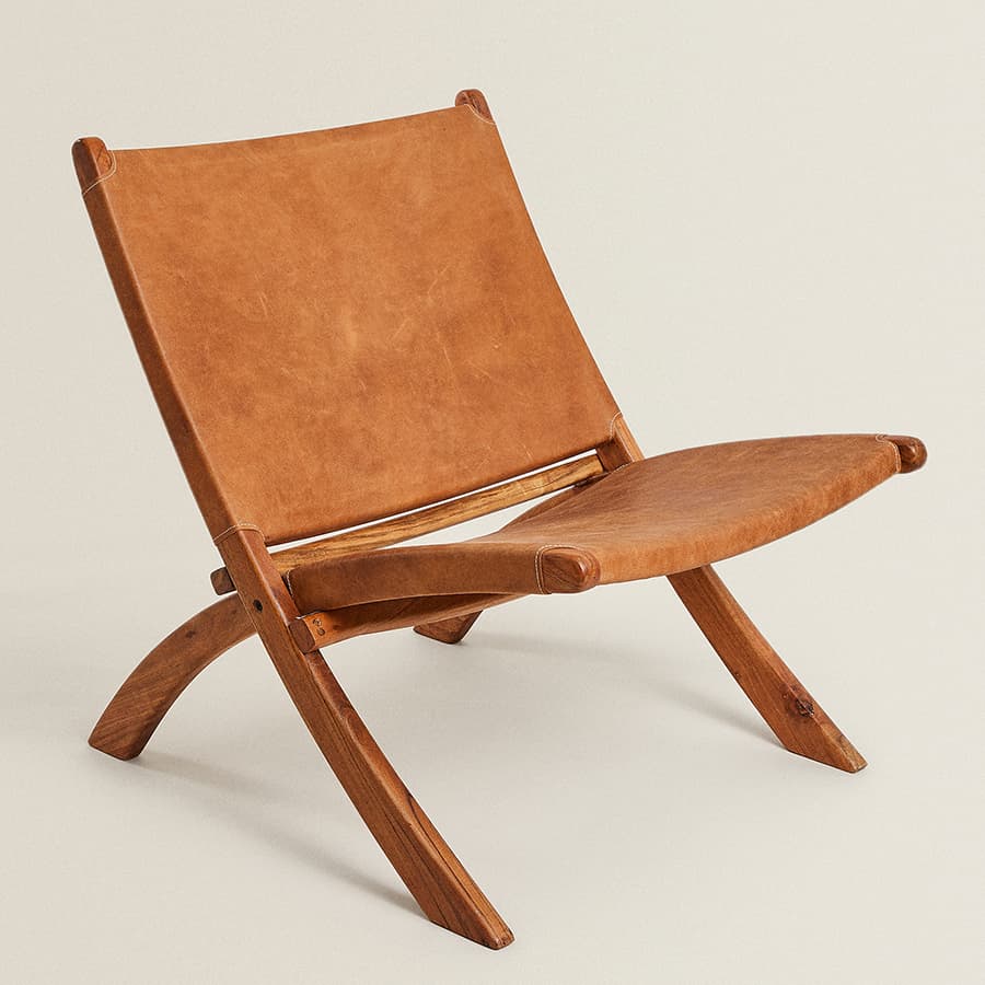 Кожаный складной стул