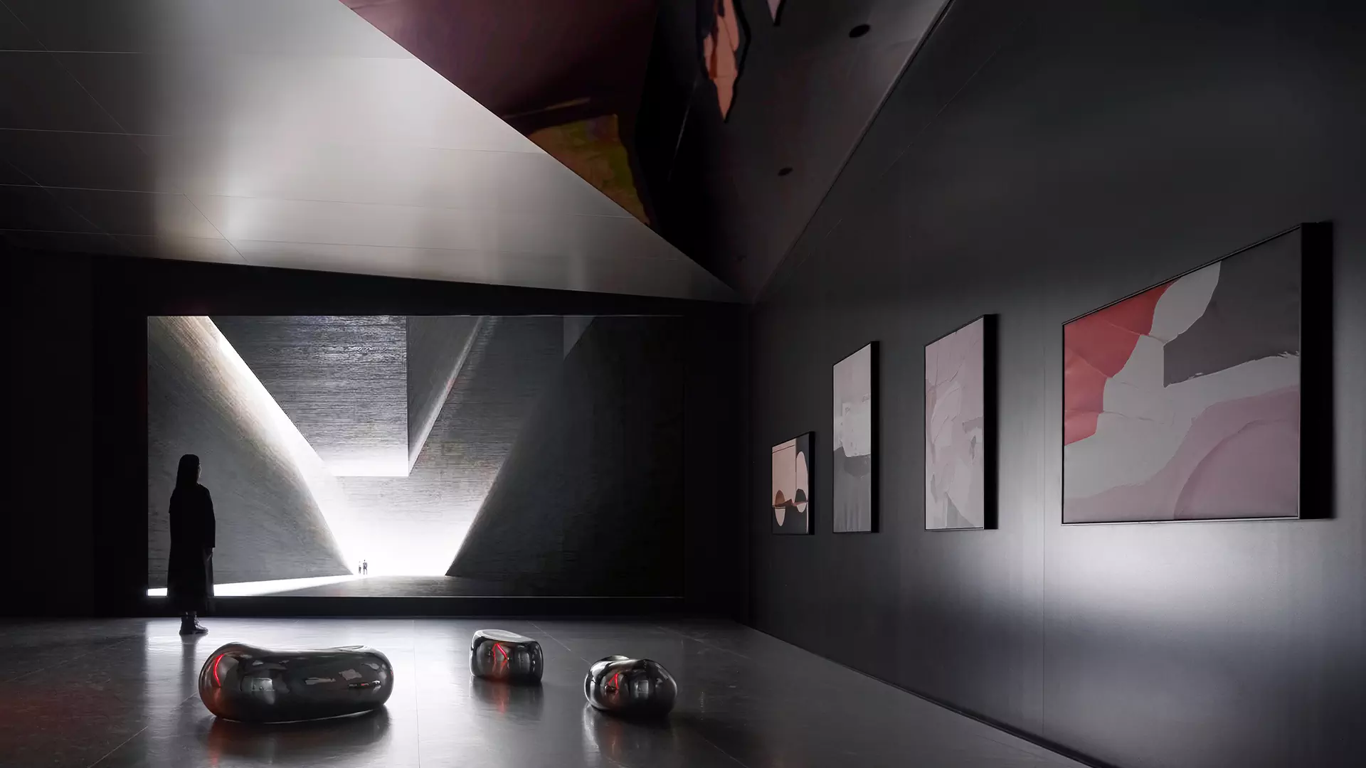 Ломаные линии и сложная геометрия в интерьере выставочного зала в Китае — проект Topway Space Design