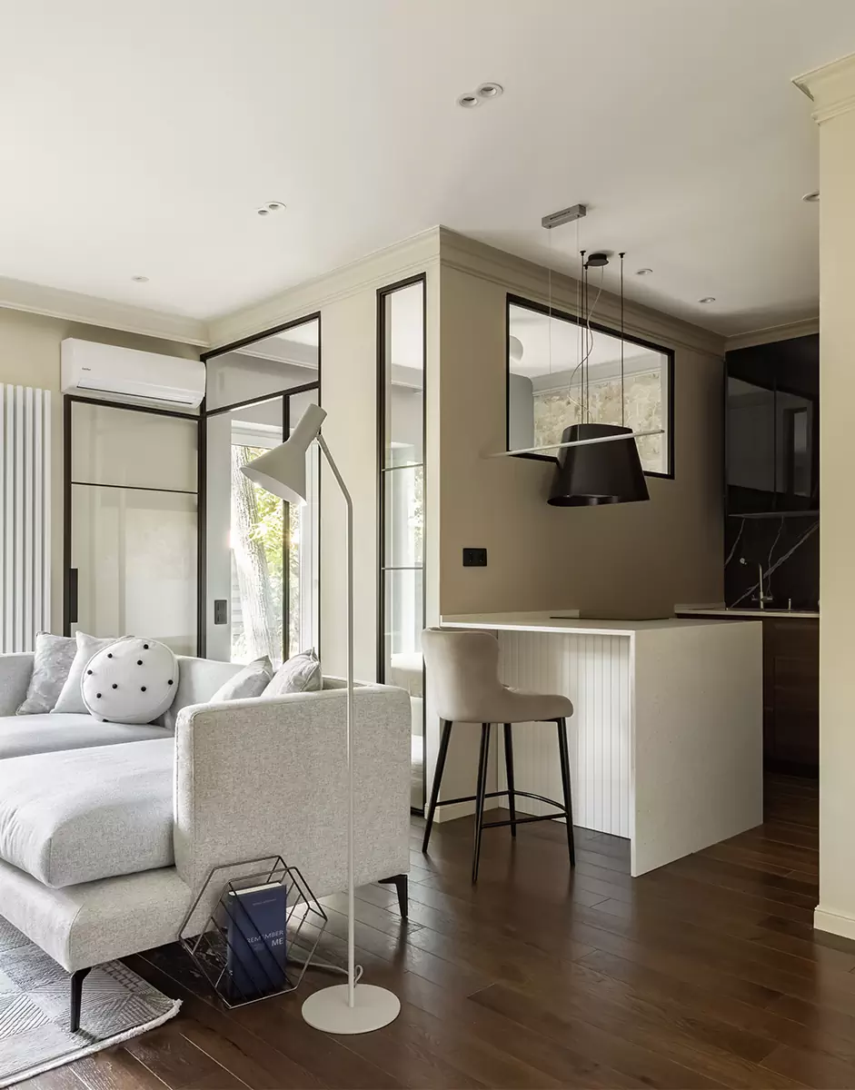 Лаконичный интерьер небольших апартаментов под сдачу в аренду — проект Альбины Кречетовой