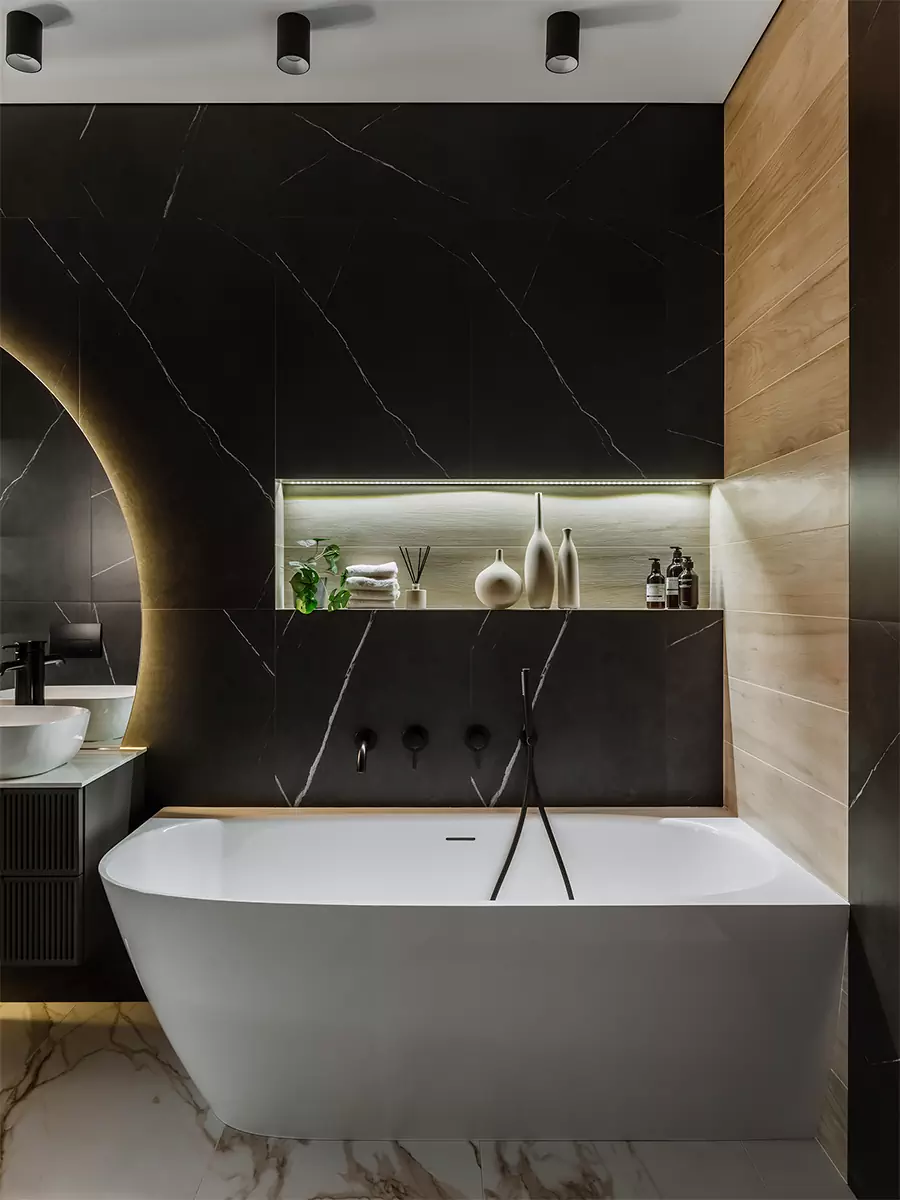 Расслабленная палитра и натуральные материалы в интерьере большой квартиры — проект студии дизайна ROOM