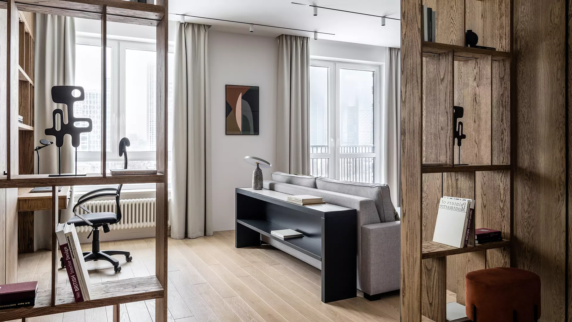 Динамичные решения в спокойном интерьере квартиры для молодого человека — проект студии ANDdesign