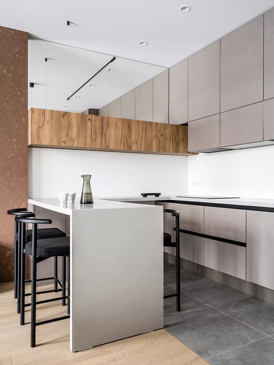 Динамичные решения в спокойном интерьере квартиры для молодого человека — проект студии ANDdesign