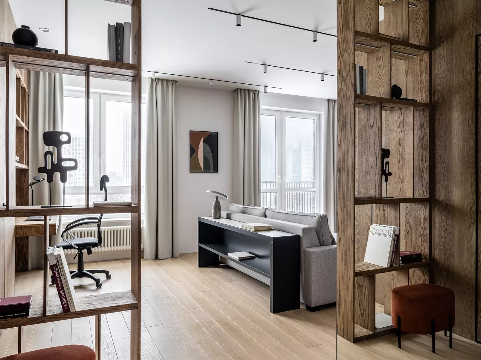 Динамичные решения в спокойном интерьере квартиры для молодого человека — проект студии ANDdesign