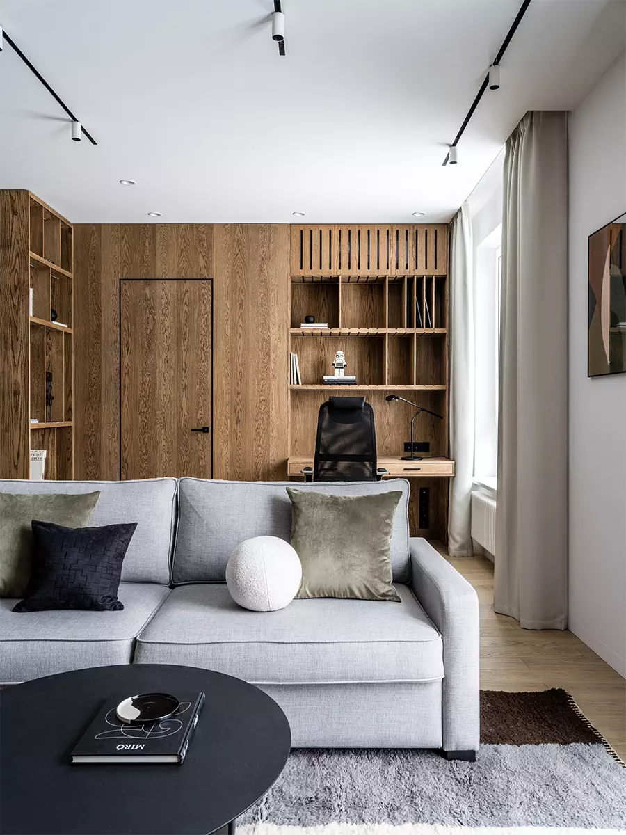 Динамичные решения в спокойном интерьере квартиры для молодого человека — проект студии ANDdesign