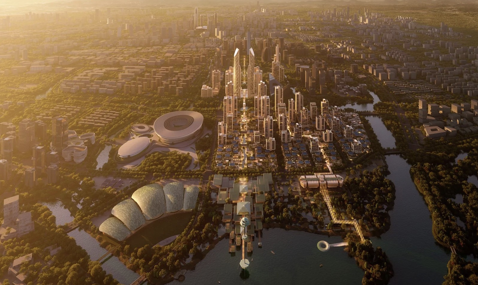 В Ханчжоу появится новый городской центр по проекту Foster + Partners