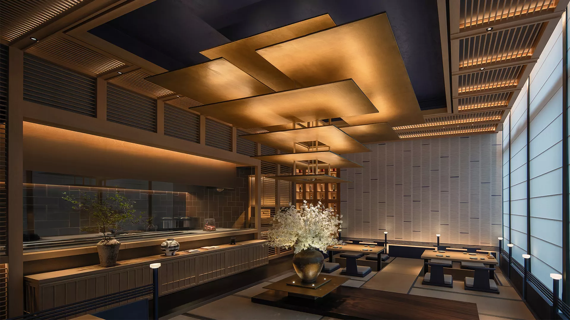 Современные материалы и оммажи китайской архитектуре в интерьере пекинского ресторана — проект студии FUNUN LAB