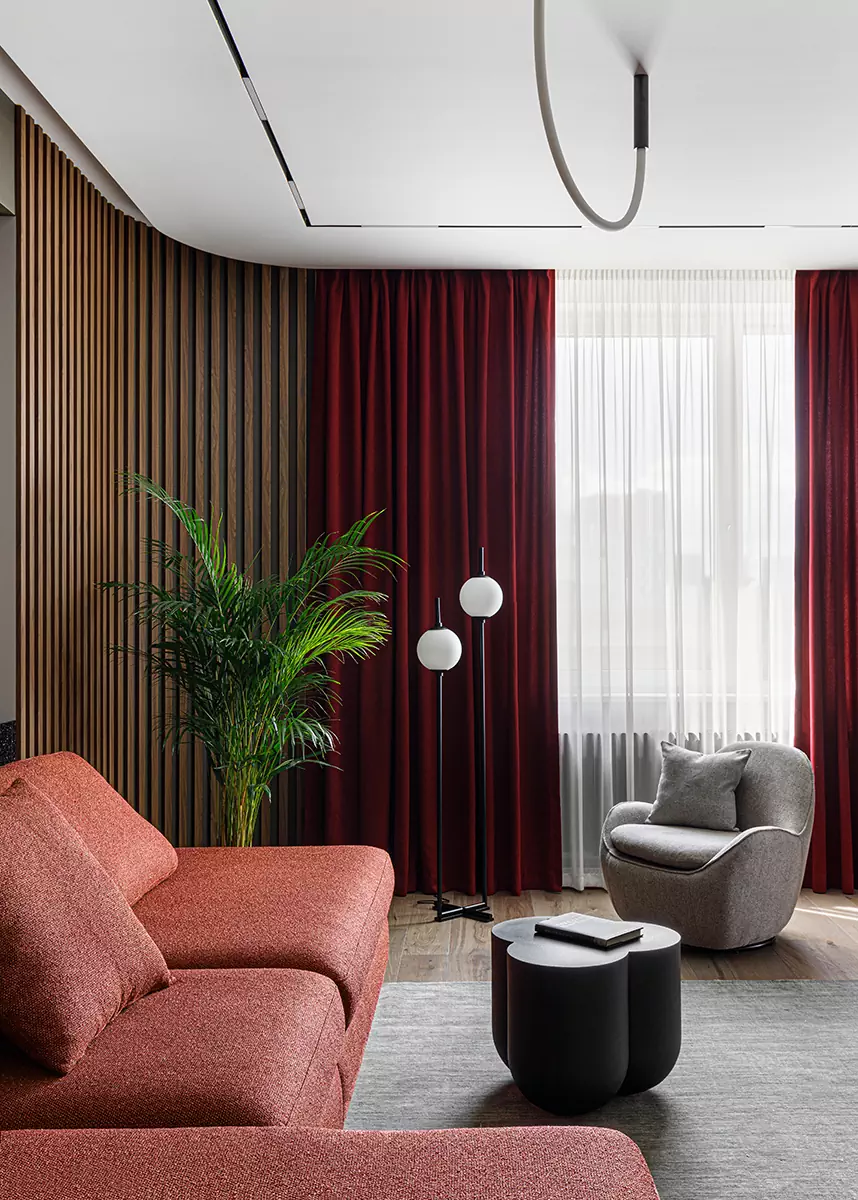 Сочетание бордового и терракотового в интерьере квартиры для большой семьи — проект дизайн-студии Полины Агафоновой