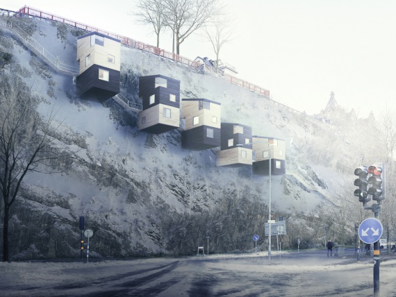 Шведские архитекторы Manofactory предложили проект домов на отвесной скале
