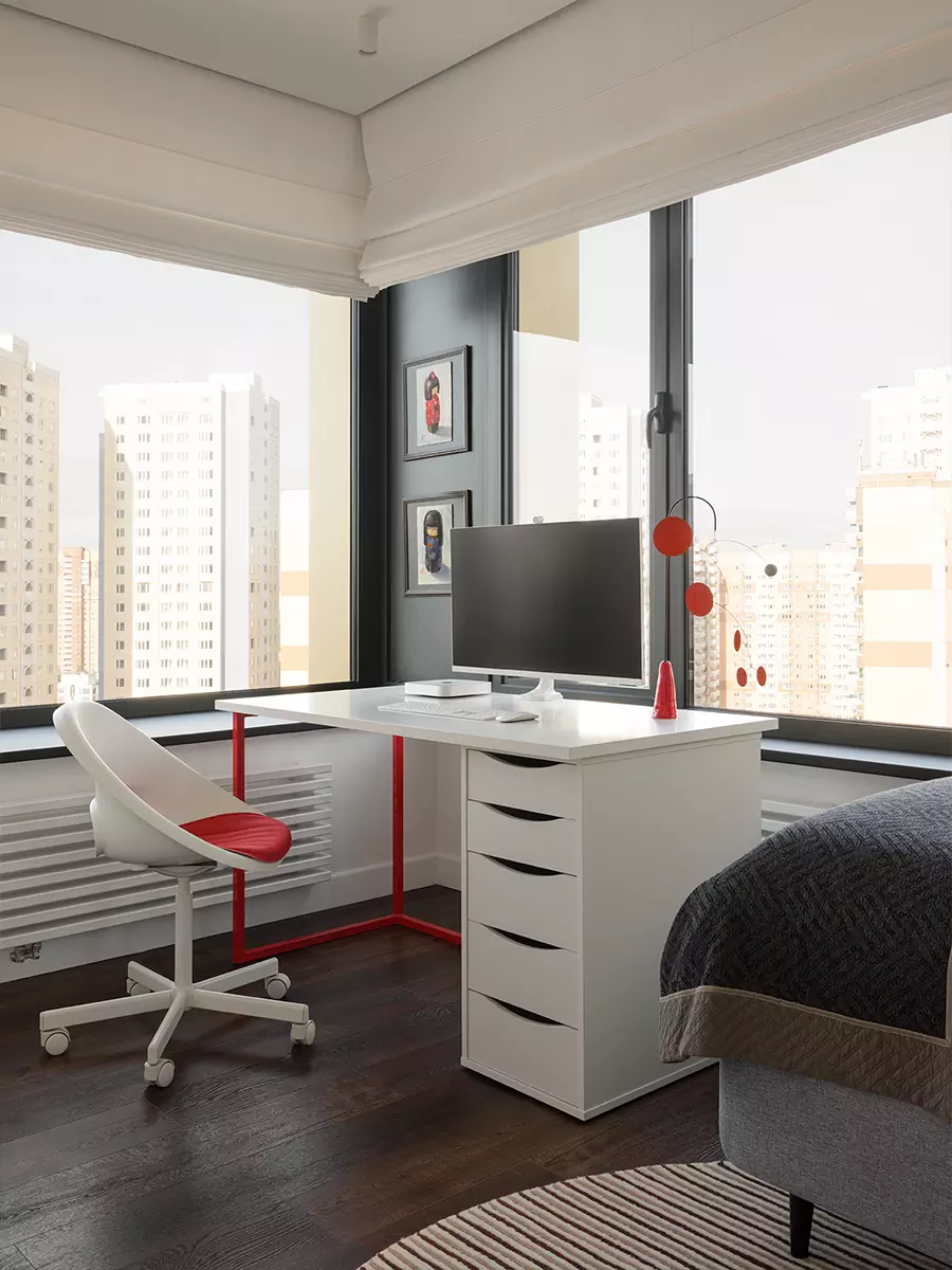 Строгий интерьер семейной квартиры, вдохновленный сюжетами японских гравюр – проект Дарьи Старцевой