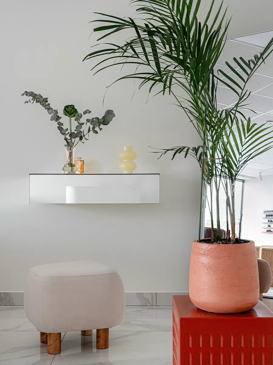 Цветные перегородки и мебель из ясеня в интерьере казанской студии маникюра — проект LR Design Atelier