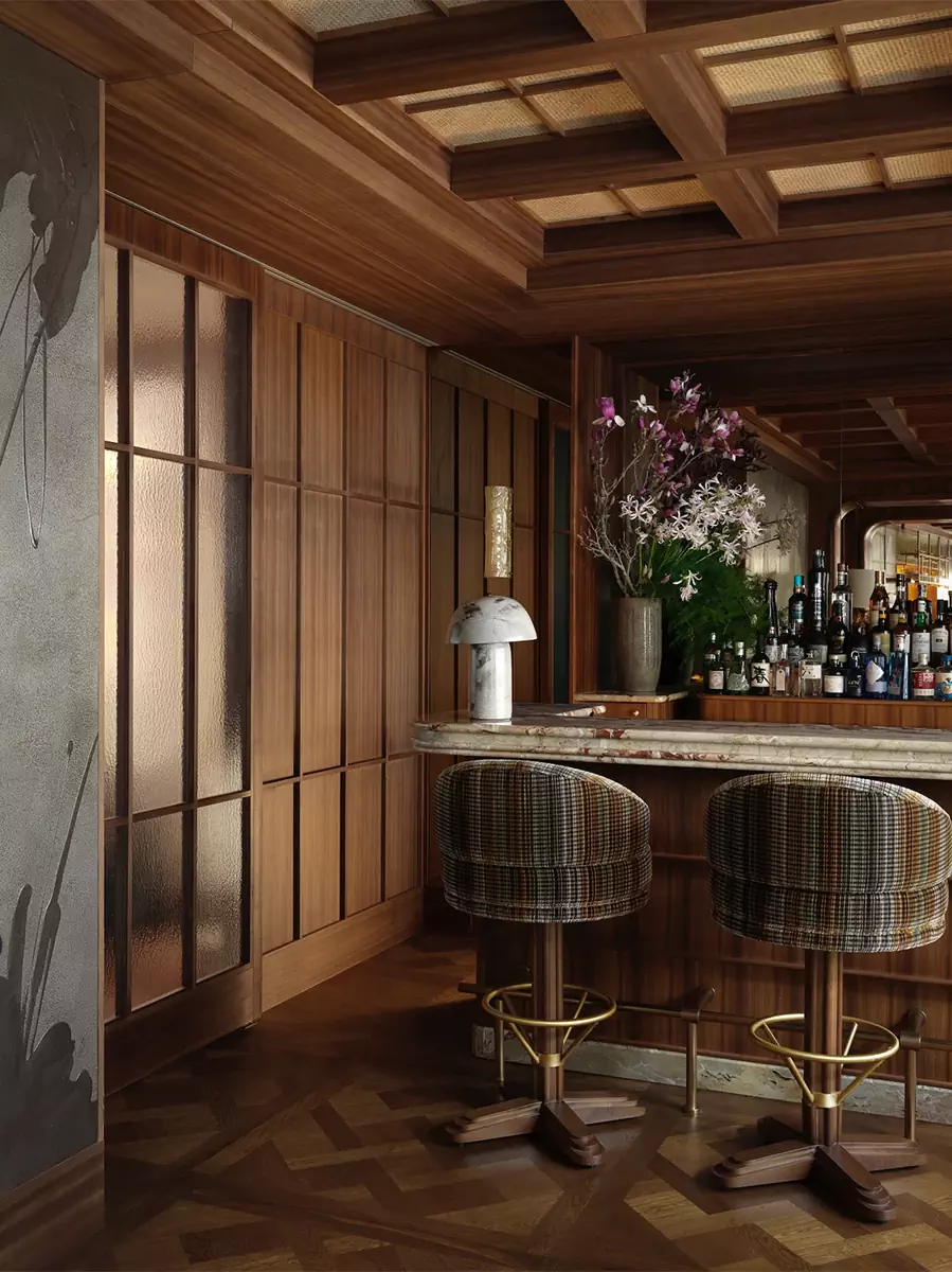Растительные принты, теплая древесина и оммажи Азии в интерьере парижского отеля — проект Лауры Гонсалес