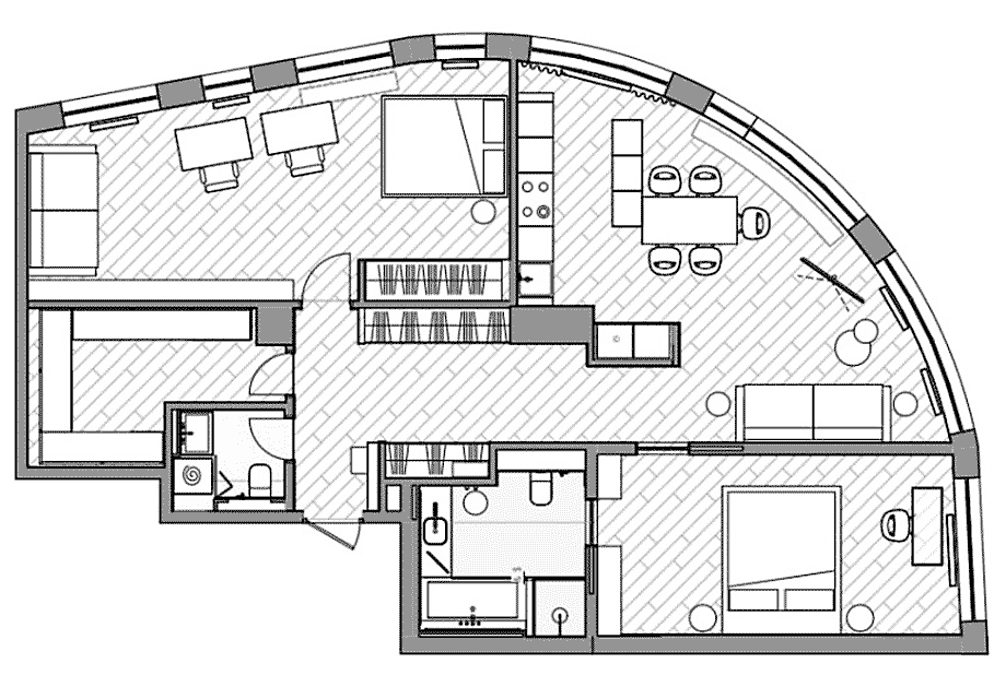 Элегантный интерьер квартиры со сложной планировкой и продуманной детской — проект Евгения Яковлевой