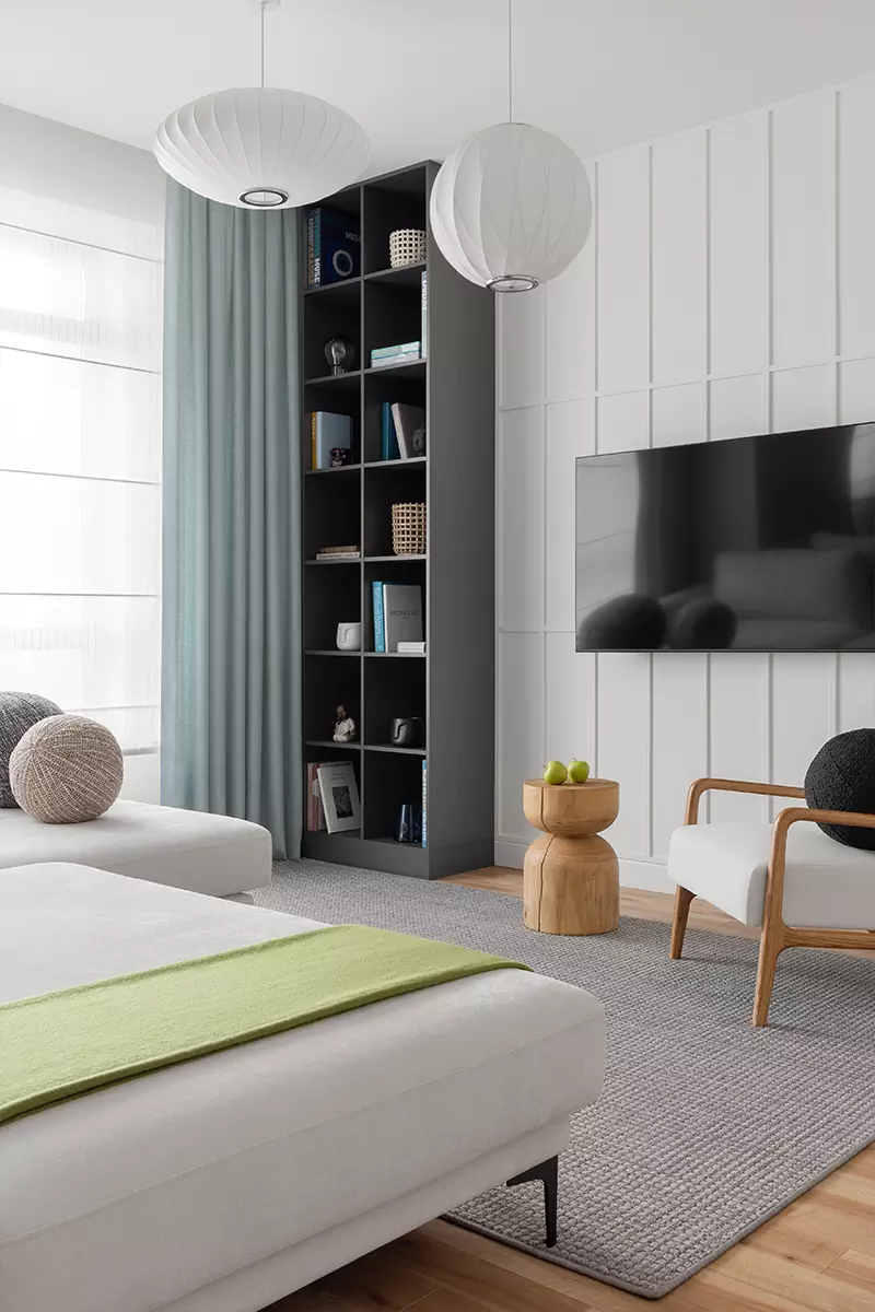 Точечные цветовые акценты в интерьере квартиры для пары с двумя детьми – проект Камилы Иргалиевой