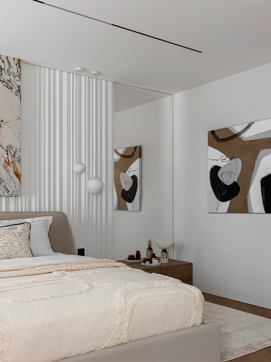 Стильный монохром и акценты из искусственного камня в интерьере квартиры с зимним садом — проект Анны Шаповаловой