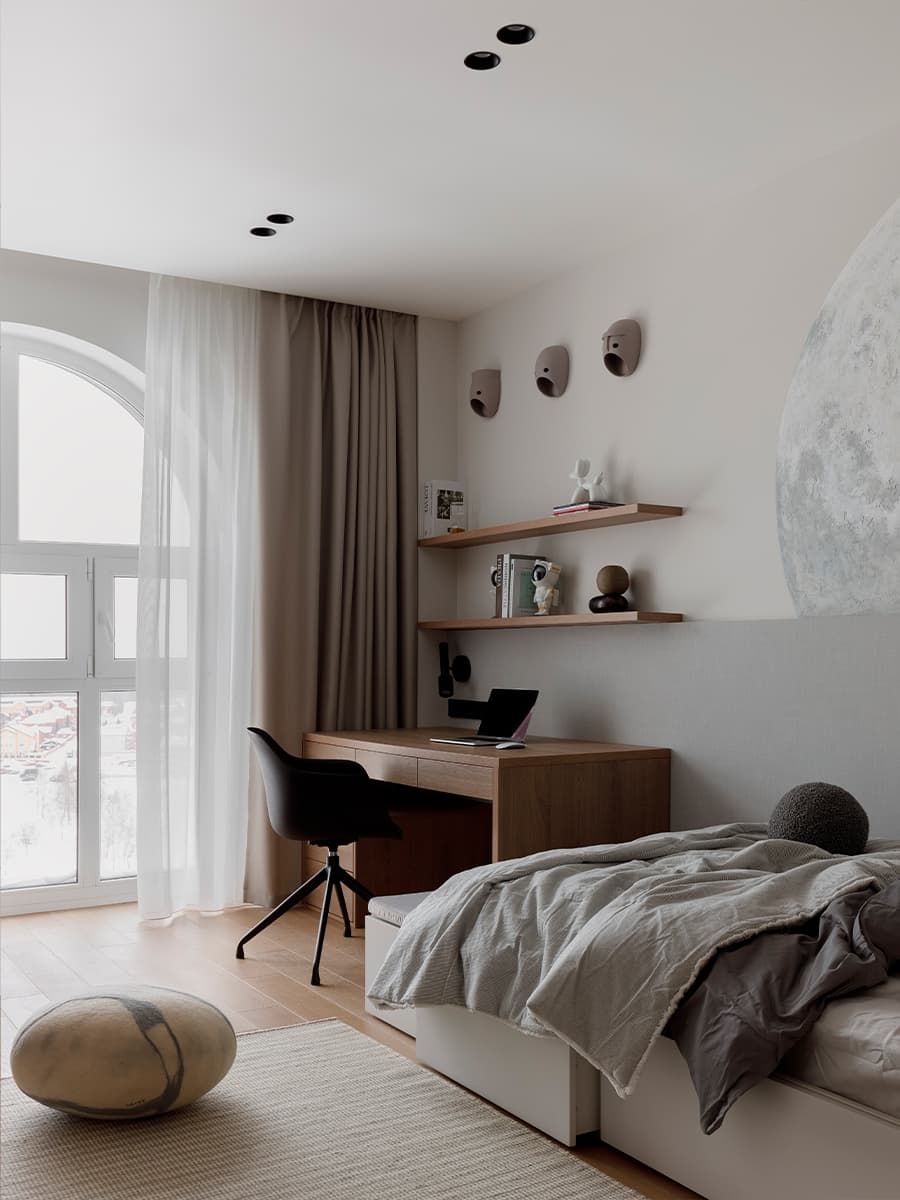 Стильный монохром и акценты из искусственного камня в интерьере квартиры с зимним садом — проект Анны Шаповаловой