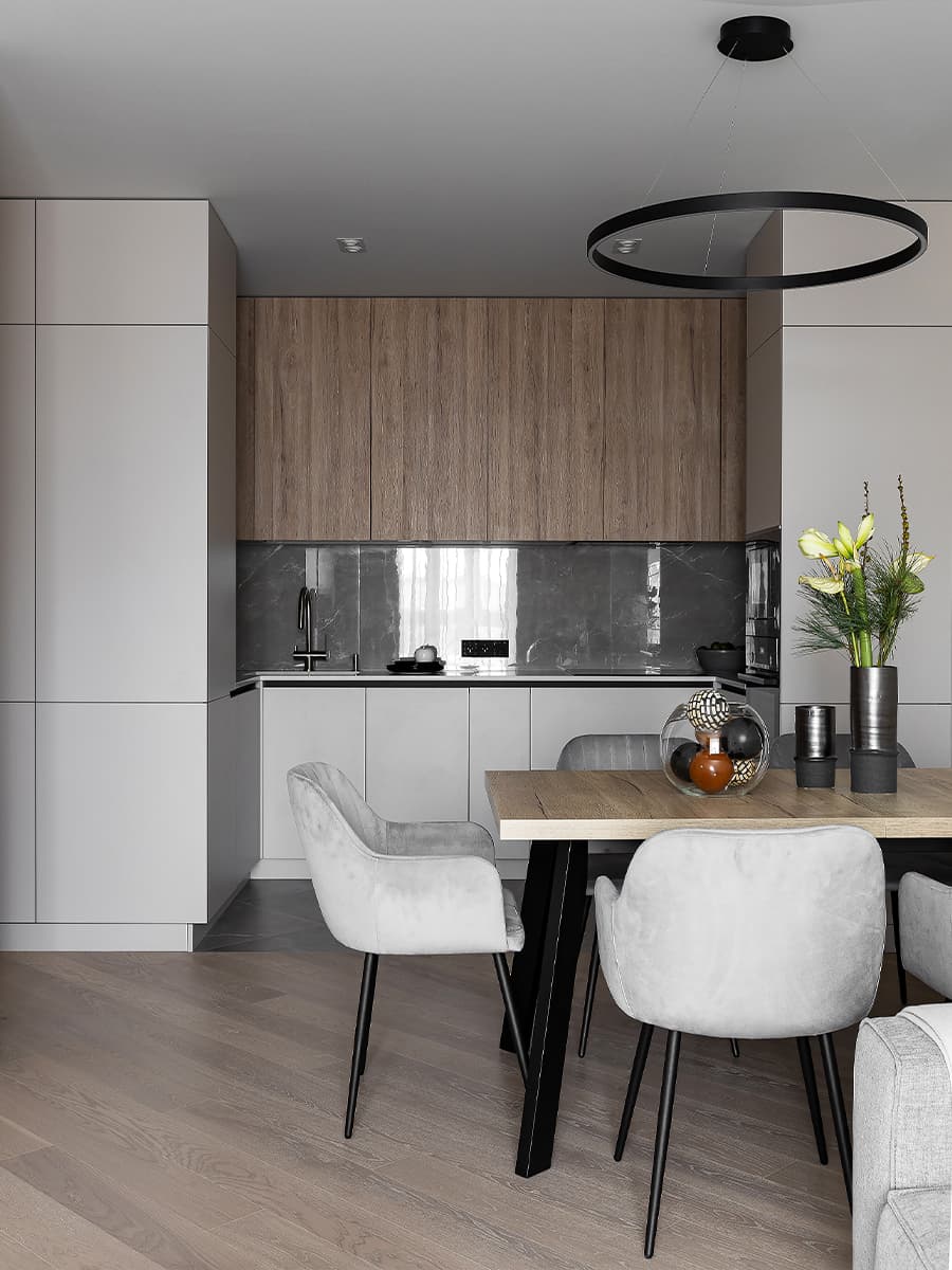 Графичные детали и контрастные сочетания в интерьере квартиры для молодого IT-специалиста — проект Ольги Купчинской