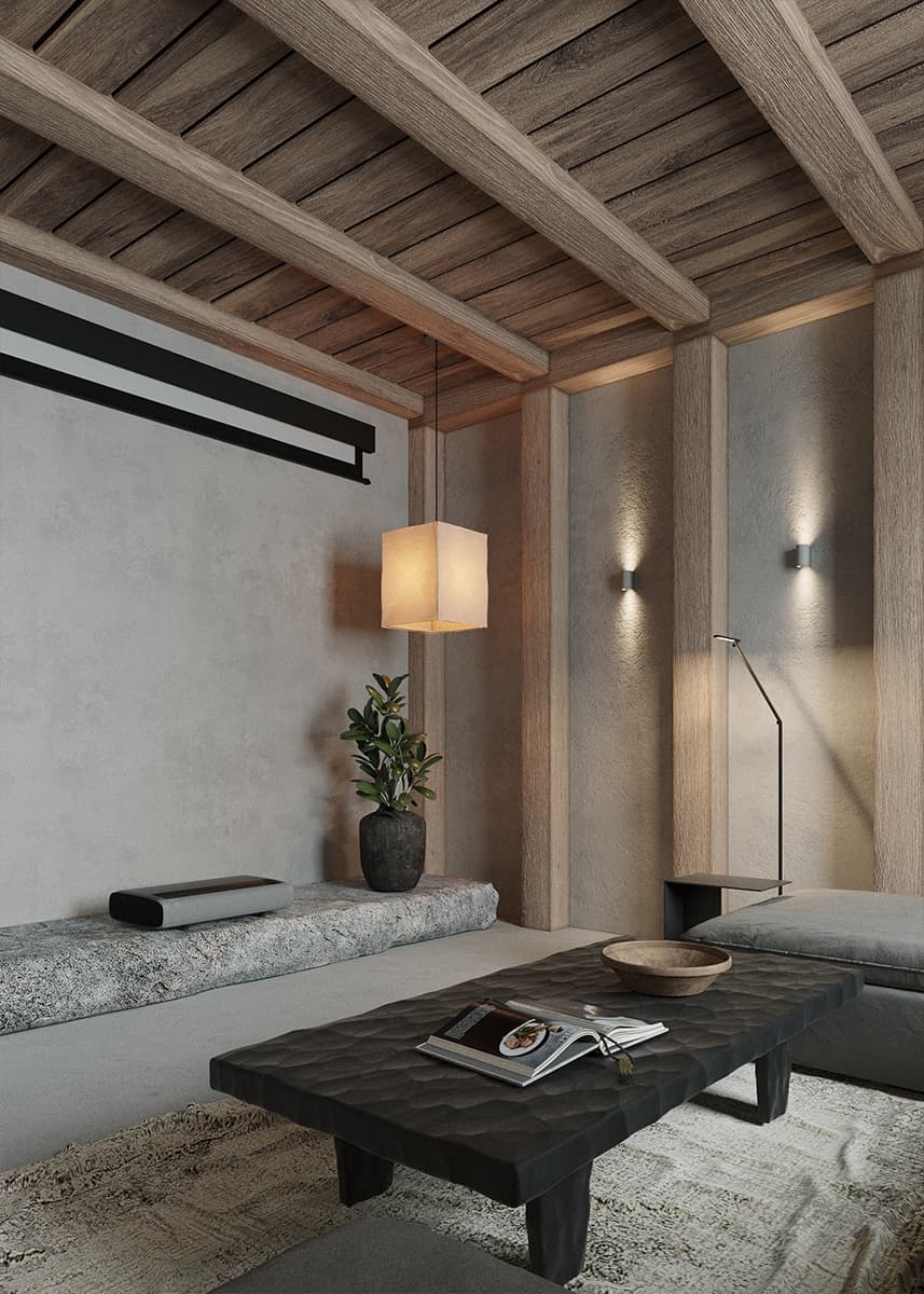 Брутальные фактуры и отсылки к модернизму в интерьере старинного парижского коттеджа — проект BRANCH STUDIO