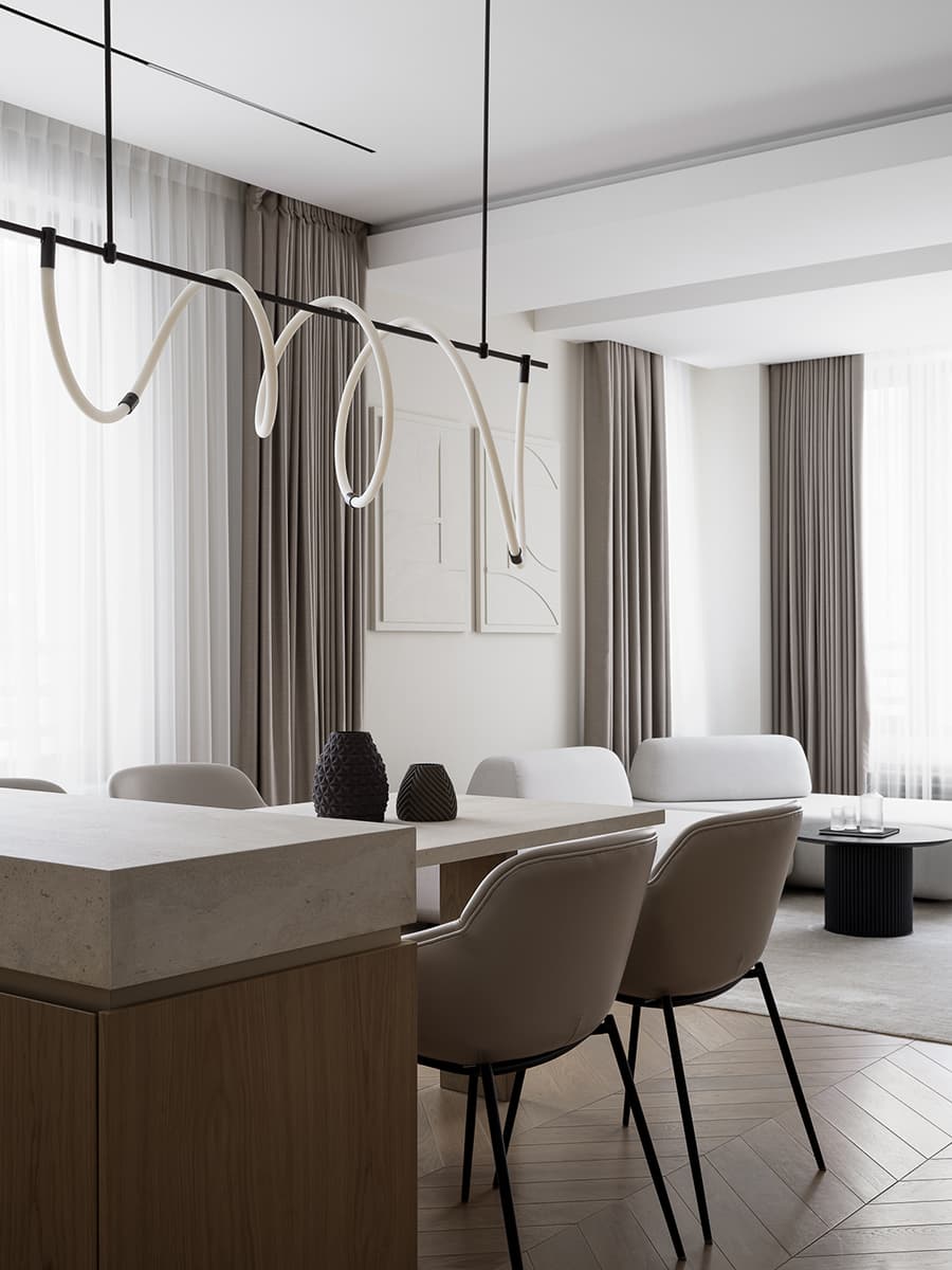 Природные текстуры и авторские гипсовые панно в интерьере квартиры в новостройке – проект студии OSOME