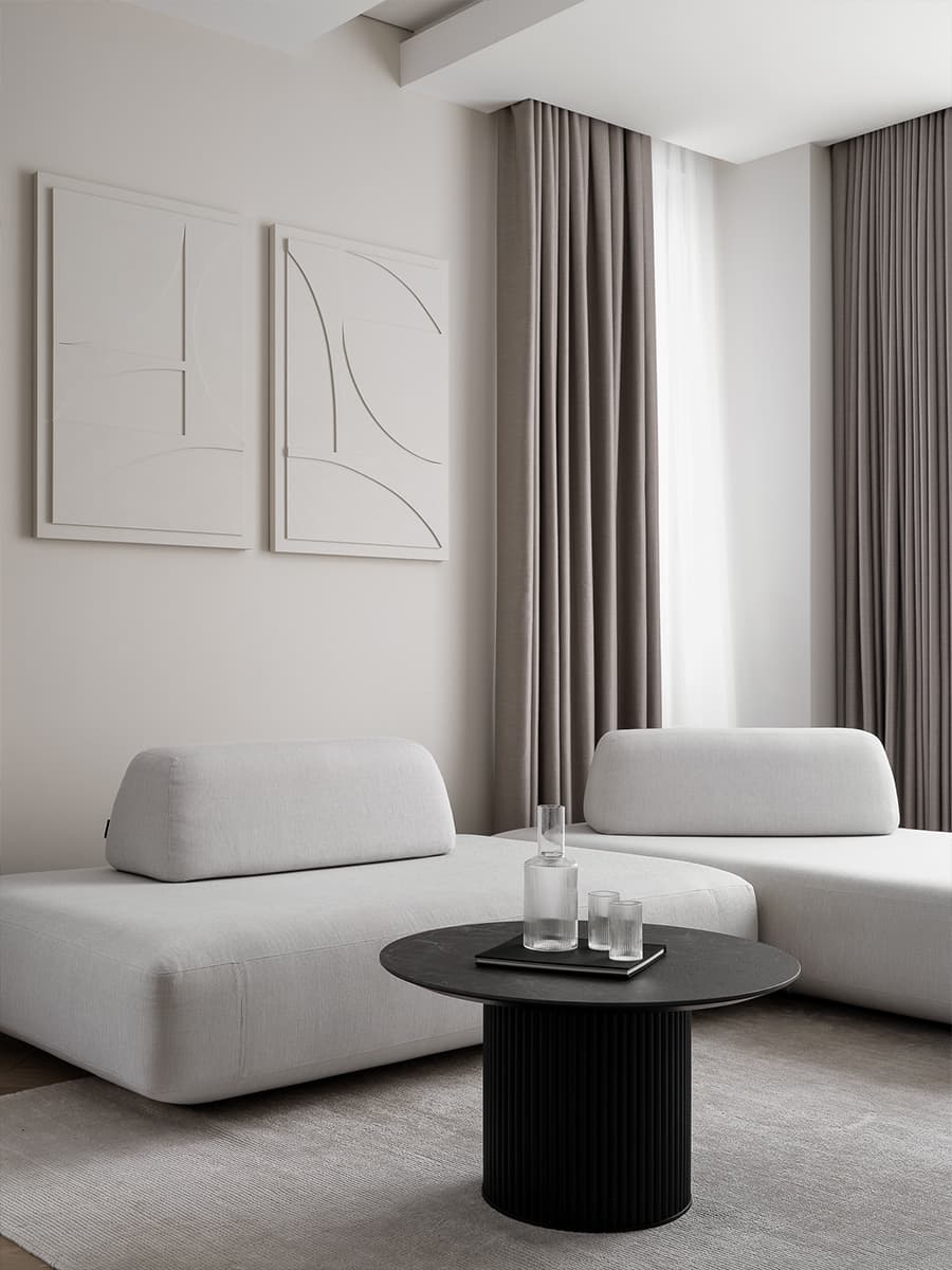 Природные текстуры и авторские гипсовые панно в интерьере квартиры в новостройке – проект студии OSOME