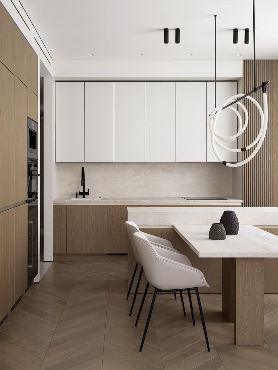 Природные текстуры и авторские гипсовые панно в интерьере квартиры в новостройке – проект студии OSOME