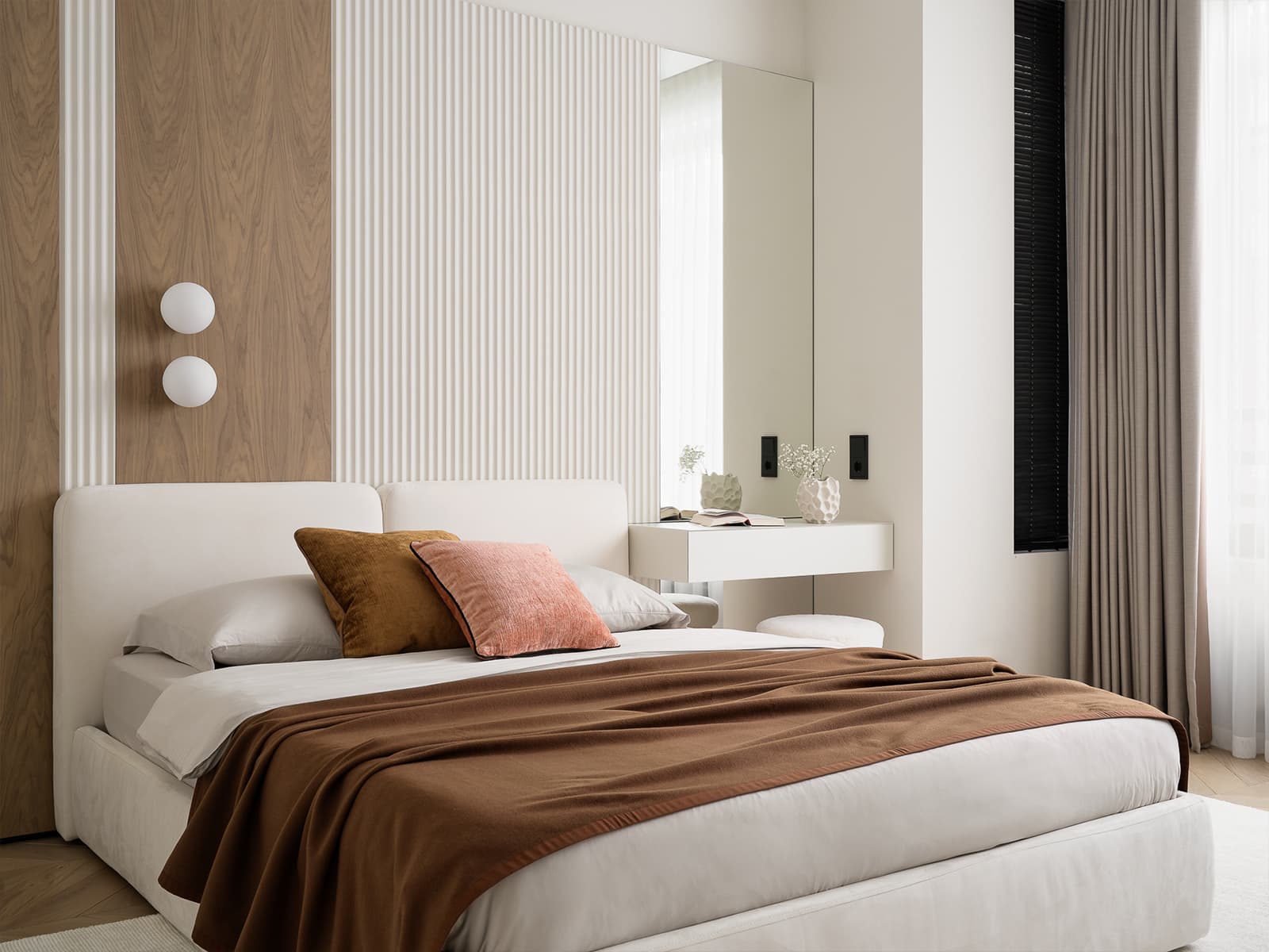 Природные текстуры и авторские гипсовые панно в интерьере квартиры в новостройке – проект студии OSOME