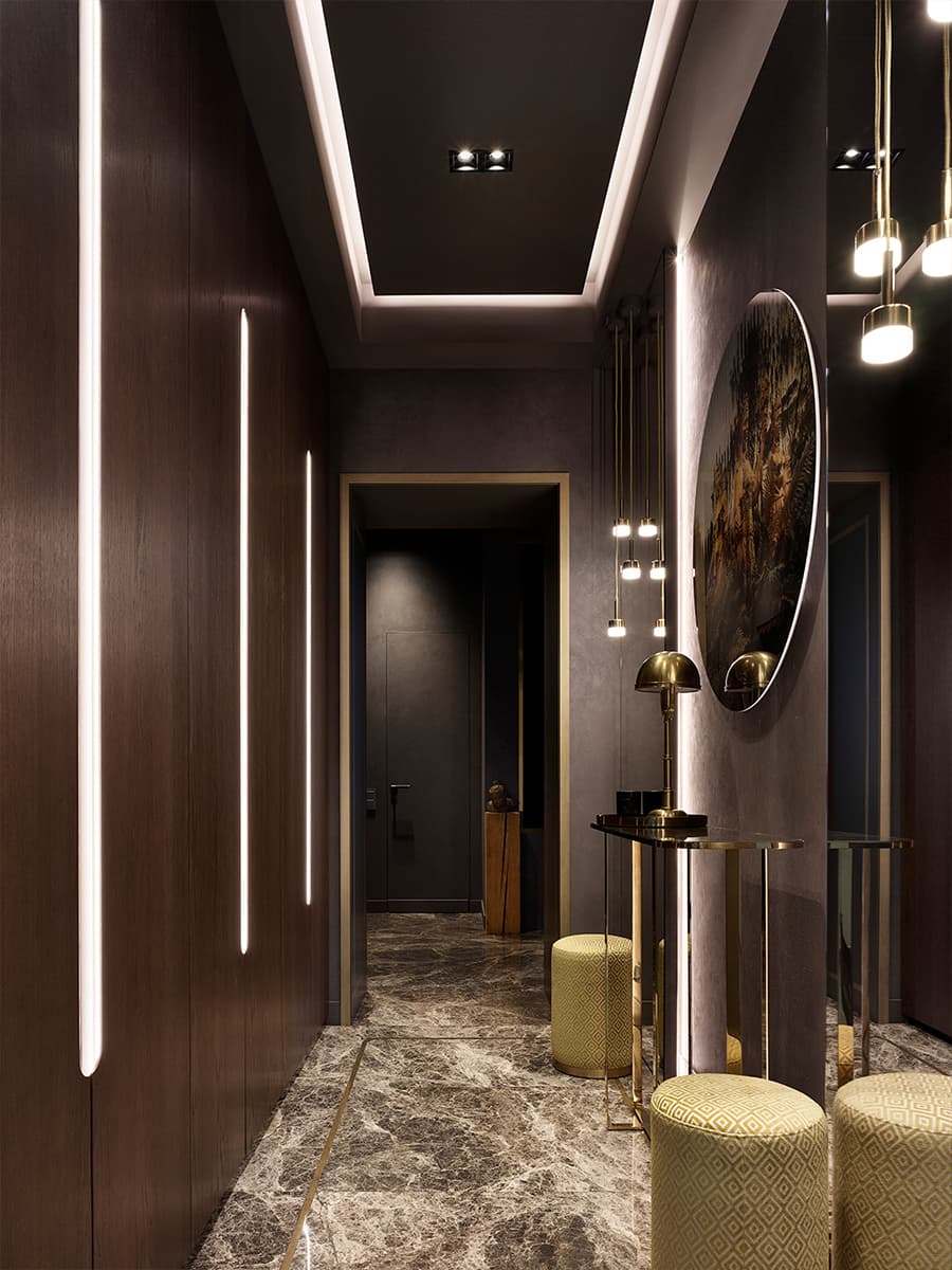 Контраст материалов и фактур в интерьере квартиры для деловой женщины — проект студии ANNADESIGN