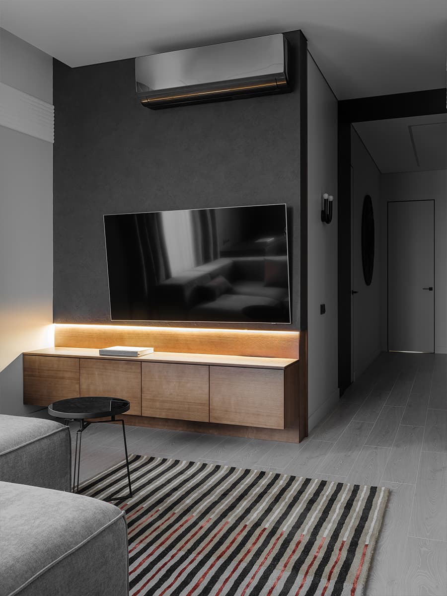 Интерьер квартиры с собственной музыкальной студией для молодого бизнесмена — проект Алины Пужак