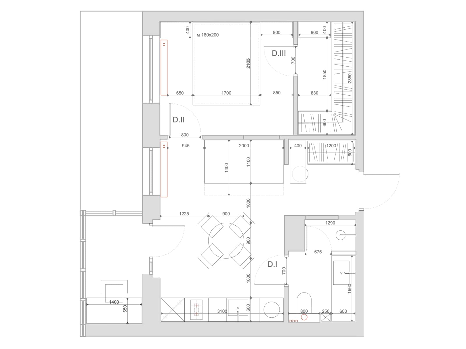 Легкая роспись стен и эффектный color-blocking в интерьере квартиры для сдачи в аренду — проект студии 3022.interior