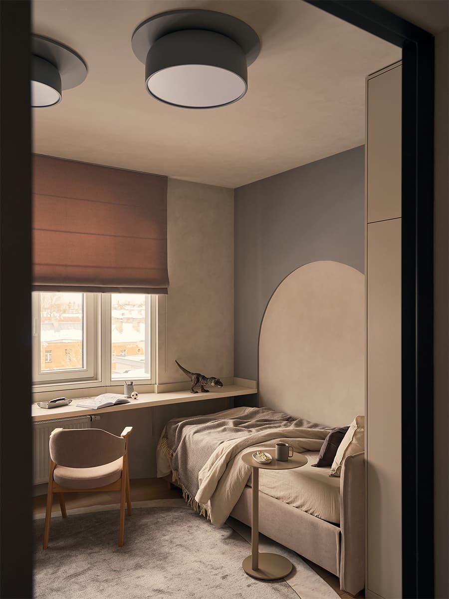 Мягкие краски и светлая древесина в интерьере квартиры с эффектными полками для декора — проект студии BRANCH