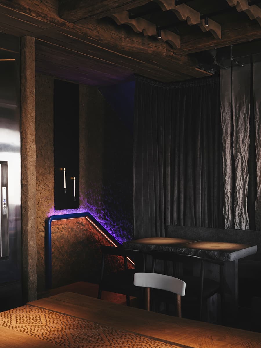 История в неоновом свете: многогранный интерьер ресторана русской кухни во Владимире — проект Raimer Bureau
