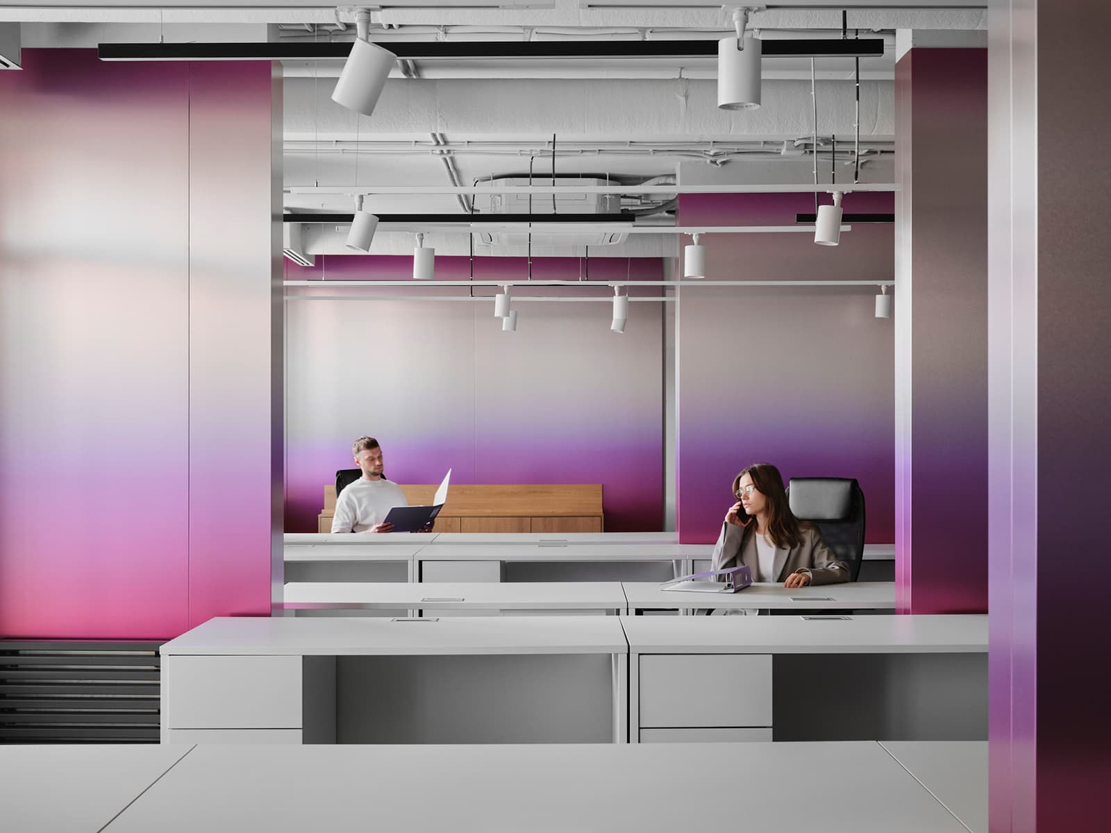 Офисная «коммуна» для девелопера: сталь, градиент и динамический свет – проект студии KIDZ