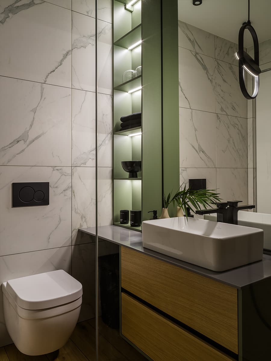 Строгая геометрия и тепло природных фактур в интерьере московской квартиры — проект студии NomadForm