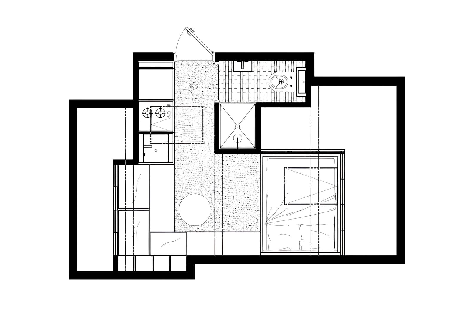 Смелый микс красок в экспериментальном интерьере крошечной квартиры на Монмартре — проект Zyva Studio