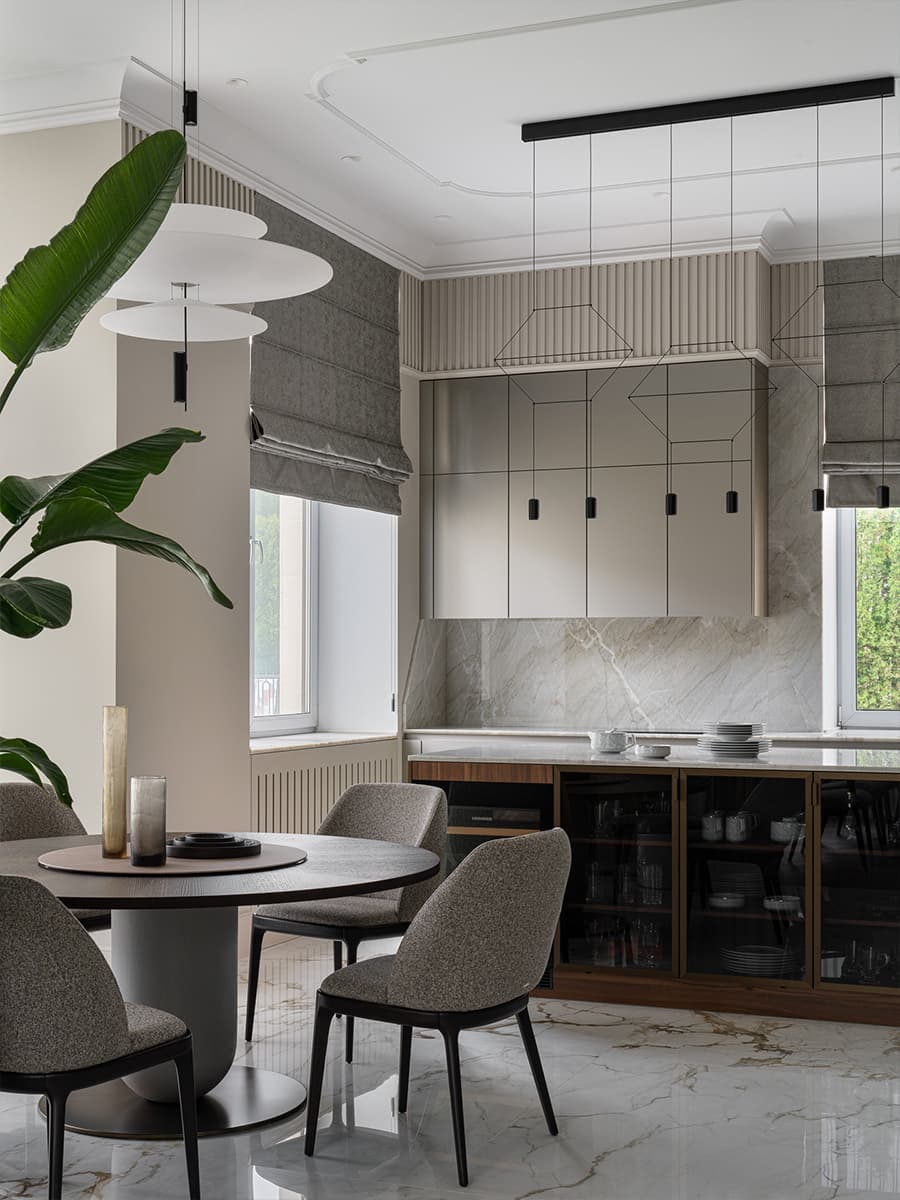 Эмоциональное искусство и обилие мрамора в интерьере респектабельного загородного дома — проект Ирины Марковской