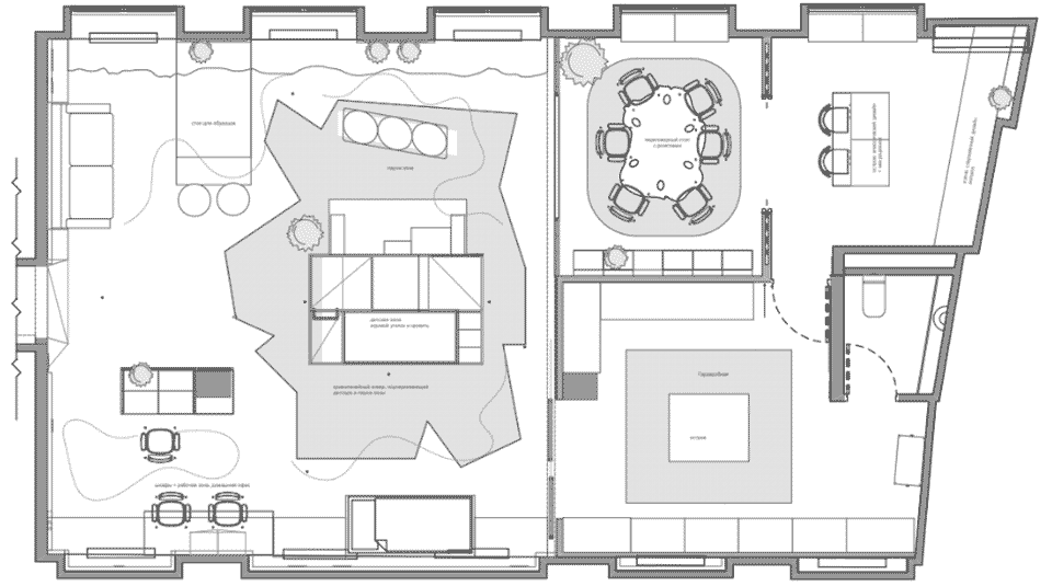 Эклектичный интерьер шоурума мебельной компании — проект студии Quatrobase