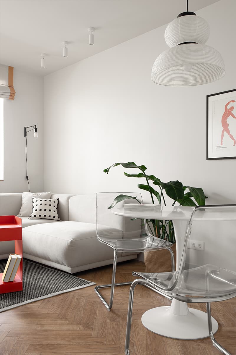 Магия зонирования в интерьере маленькой квартиры для молодой пары — проект Евгении Мараськовой-Григорянц