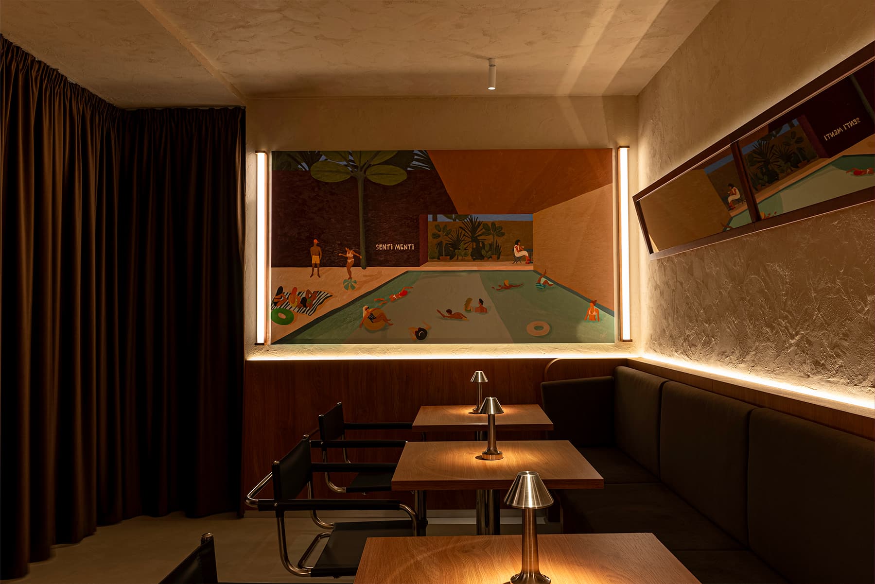 Гармония и контраст фактур в обволакивающем интерьере ресторана итальянской кухни — проект Александры Бурмистровой