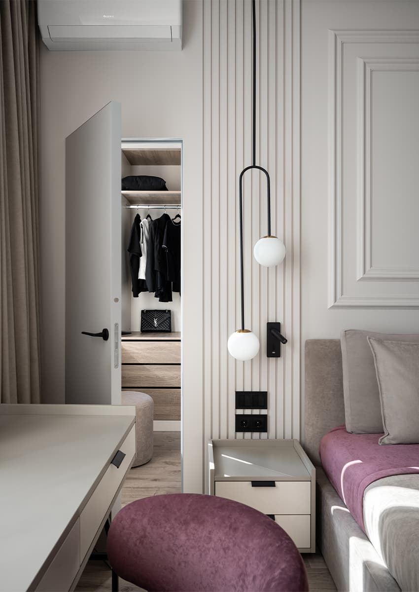 Гостеприимный интерьер квартиры с оригинальным несущим пилоном — проект Анны Лисимовой