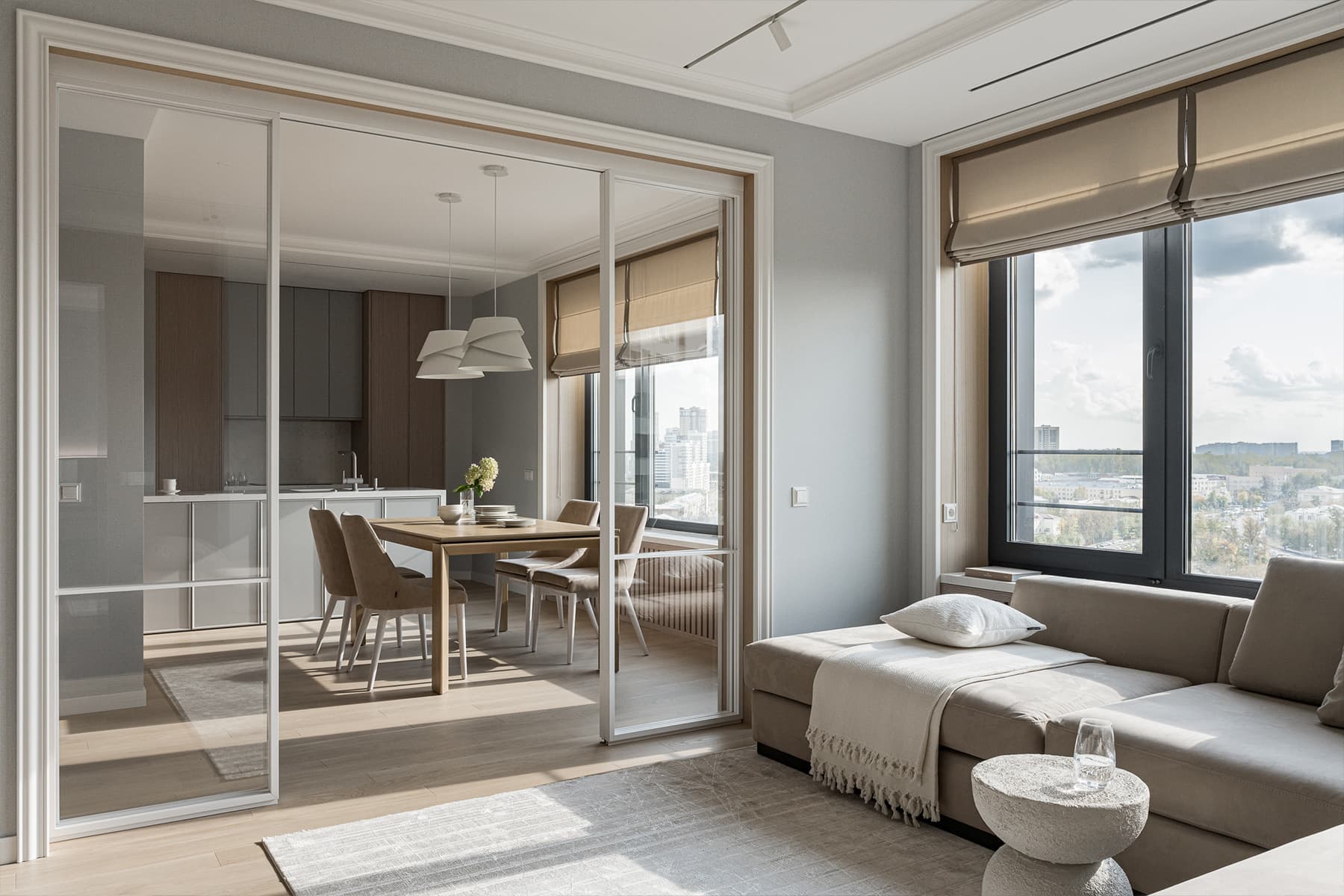 Необычное зонирование кухни в интерьере квартиры для взрослой женщины — проект Анны Тютиной