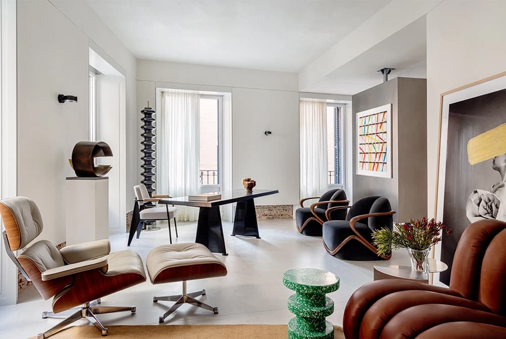 Теплый и эклектичный интерьер квартиры с винной комнатой — проект Arquid