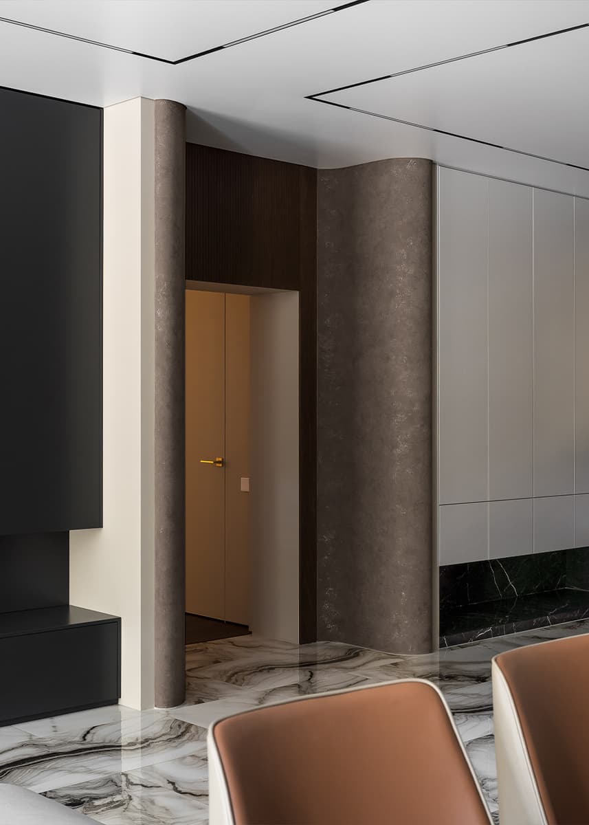 Цветные порталы, керамогранит и уютная лоджия в интерьере семейной квартиры в Воронеже — проект Екатерины Мищенко