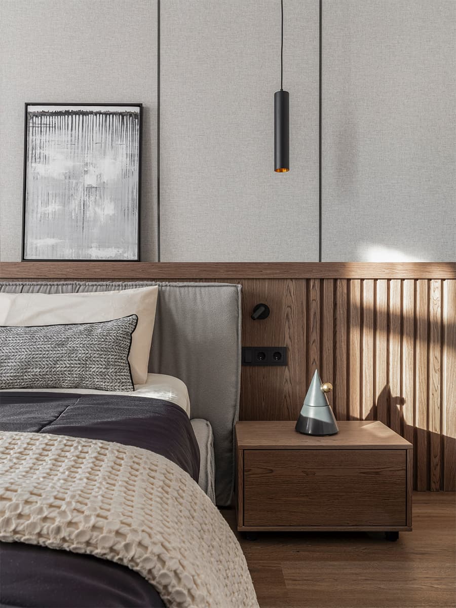 Акцентное панно из мрамора в интерьере квартиры для семьи с тремя дочерьми — проект Мадины Бекасыл