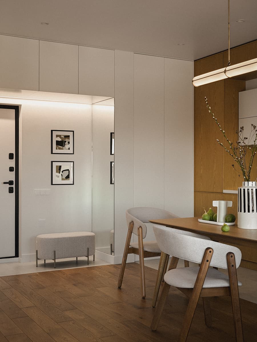 Фактура теплого дерева и нестандартное планировочное решение в интерьере петербургской квартиры — проект Анны Луцкевич