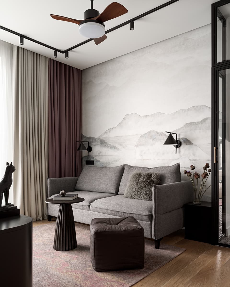 Нестандартные решения в интерьере квартиры со скошенным потолком — проект Анны Миклашевской