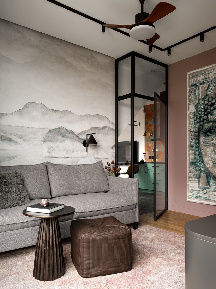 Нестандартные решения в интерьере квартиры со скошенным потолком — проект Анны Миклашевской