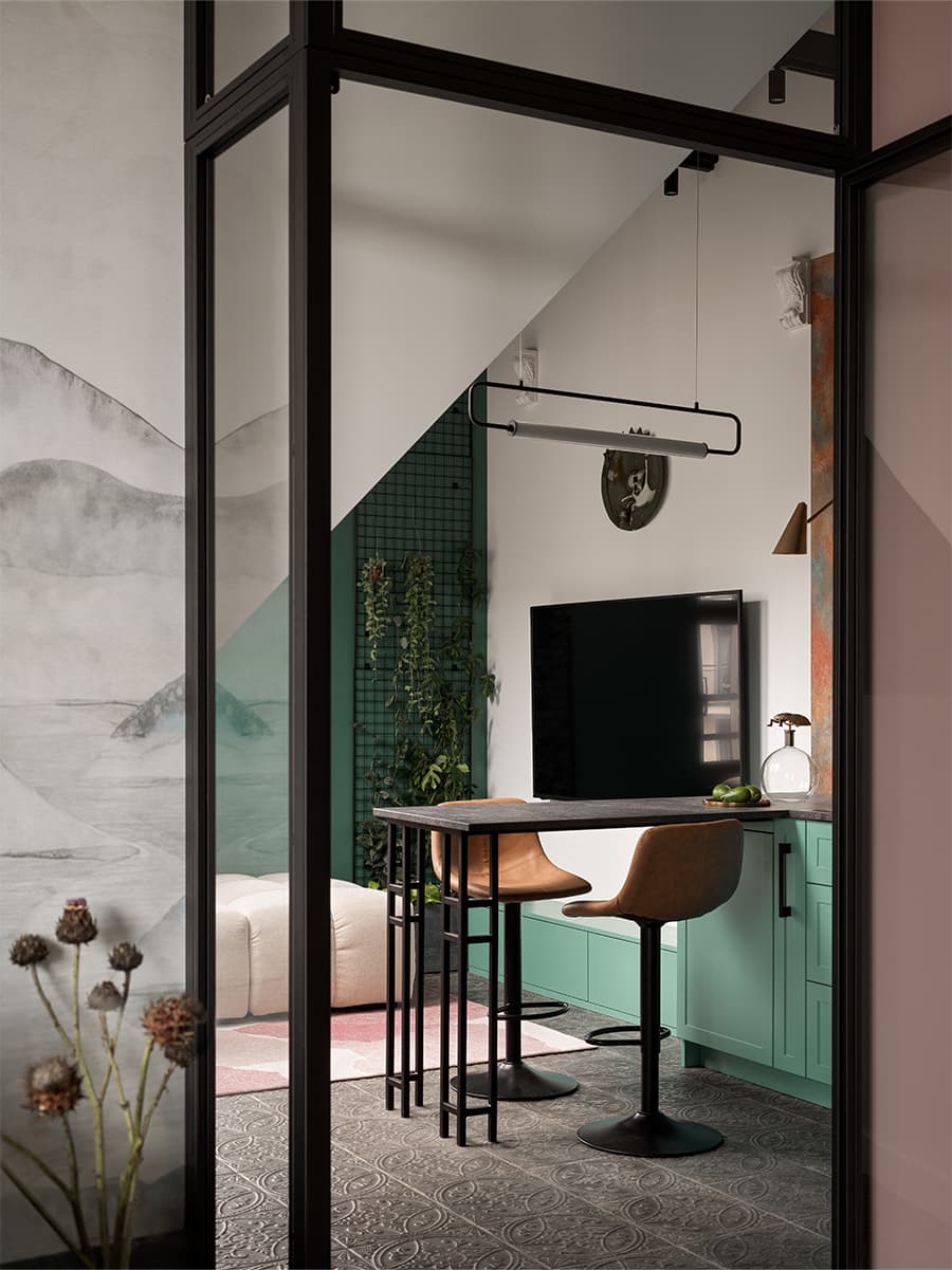 Нестандартные решения в интерьере квартиры со скошенным потолком — проект Анны Миклашевской