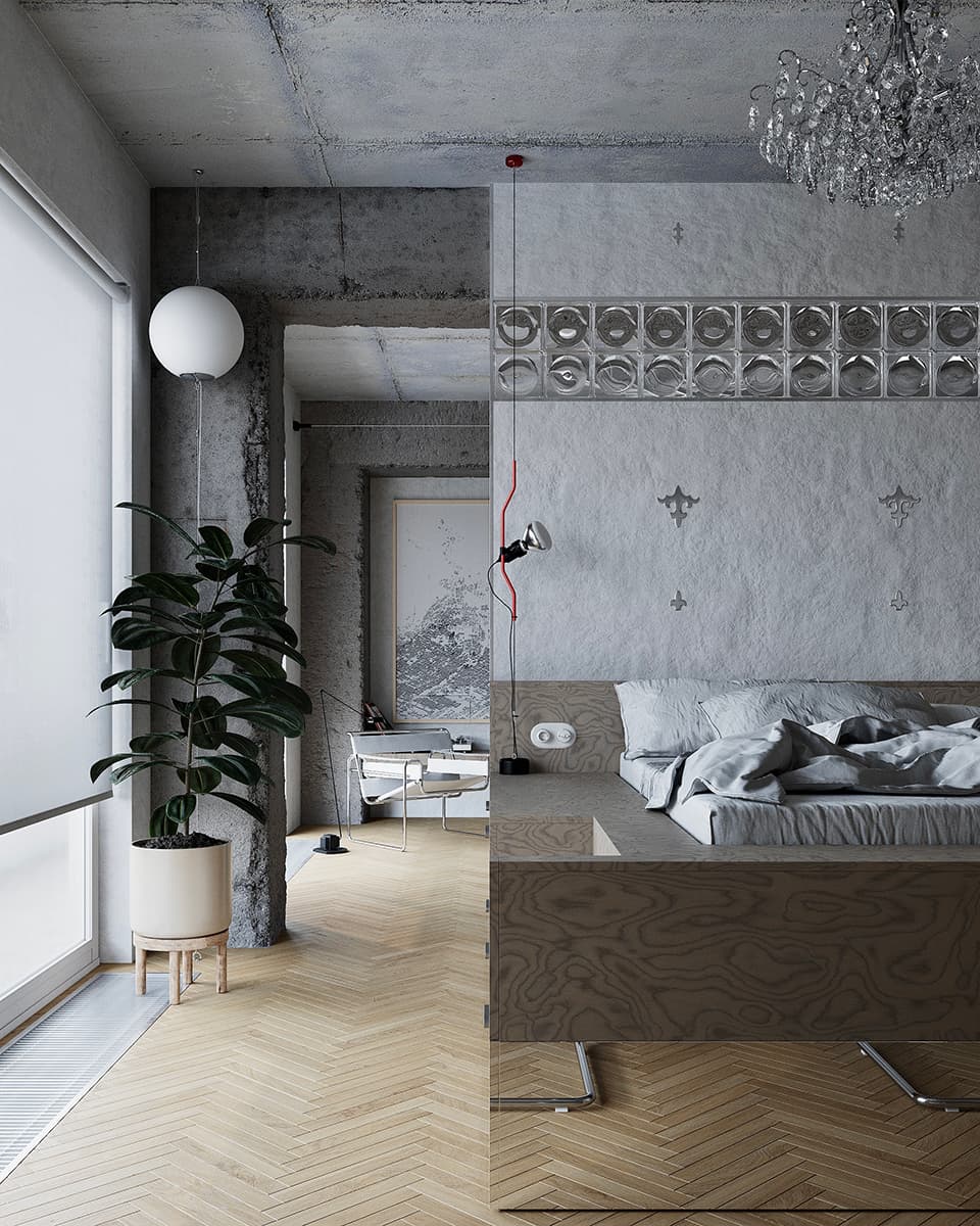 Переосмысление образа юрты в брутальном интерьере квартиры в Алматы — проект архитектурного бюро Hala